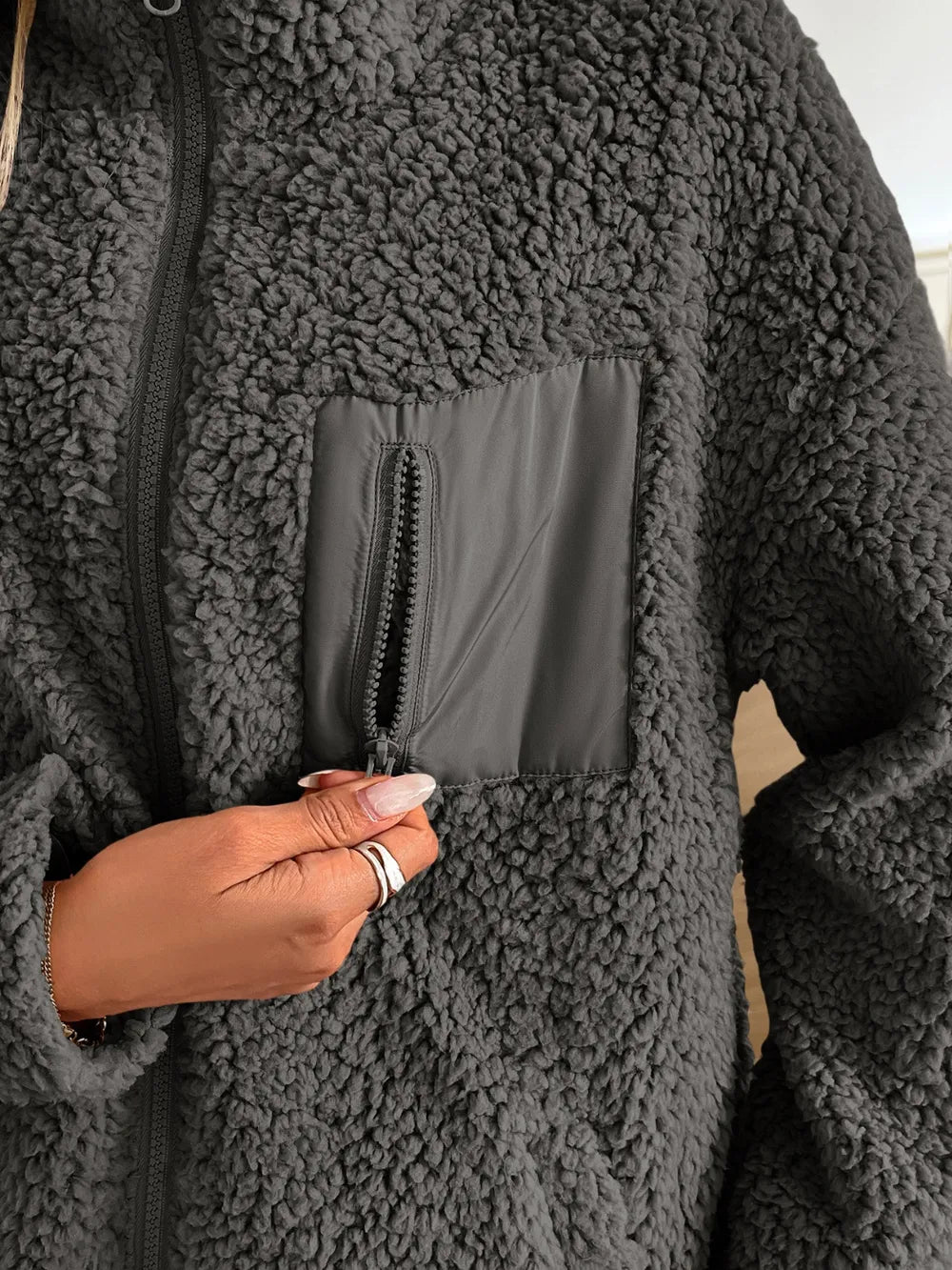 Zip Up Long Sleeve Fuzzy Jacket (18)