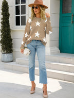 Star Round Neck Dropped Shoulder Sweater (4)
