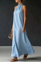 Halter Neck Sleeveless Maxi Dress (2)