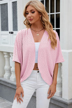 Eyelet Open Front Half Sleeve Cardigan (14)