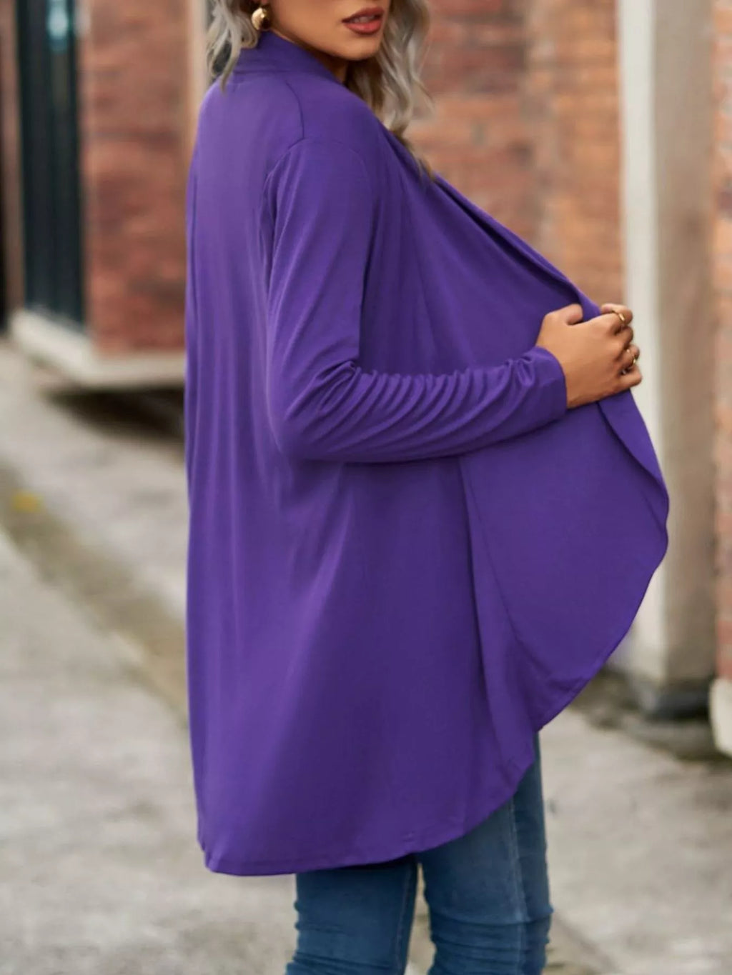 Open-front Dropped Shoulder Cardigan (5)