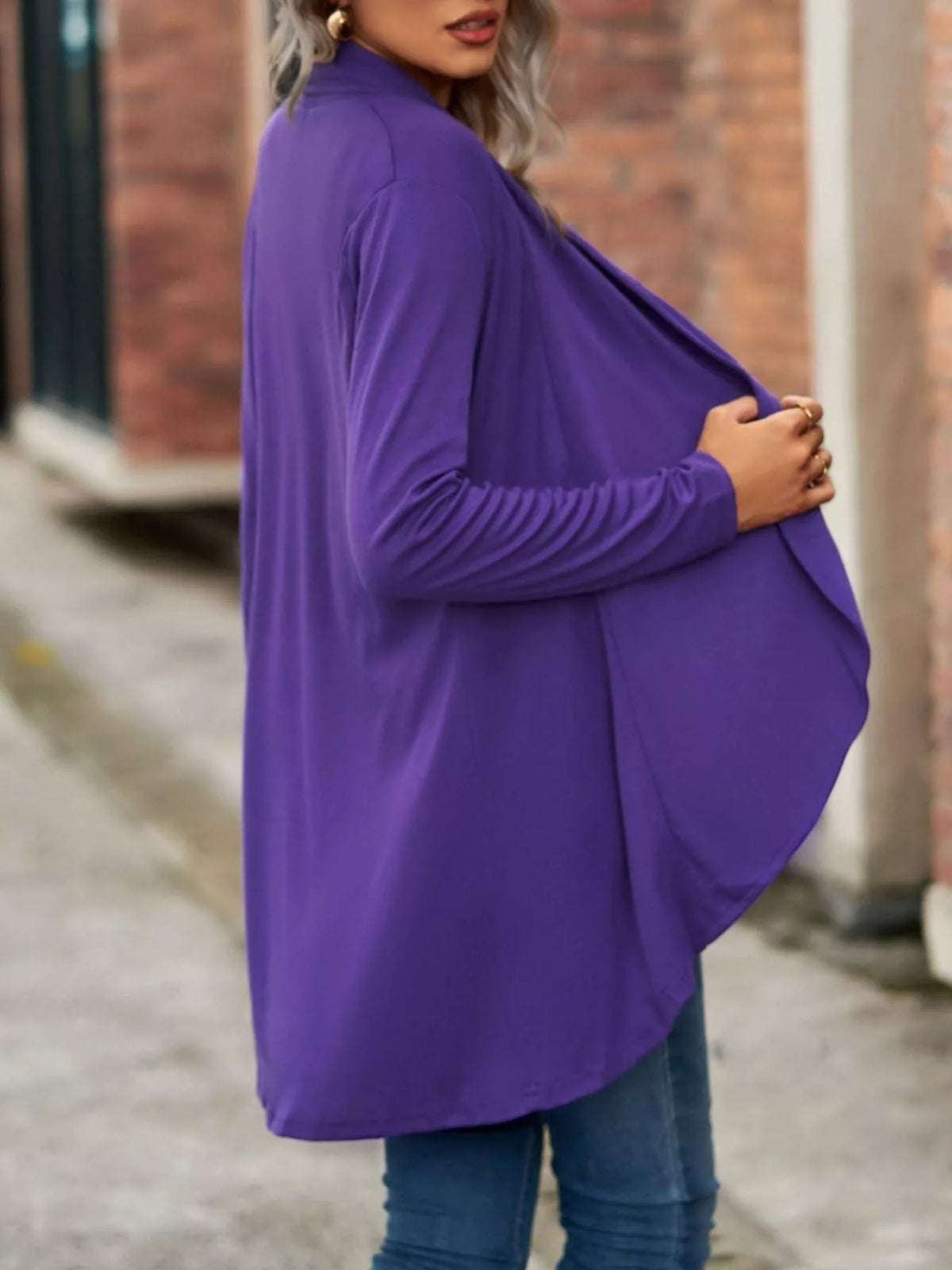 Open-front Dropped Shoulder Cardigan (5)