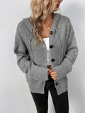Button-down Long Sleeve Hooded Sweater