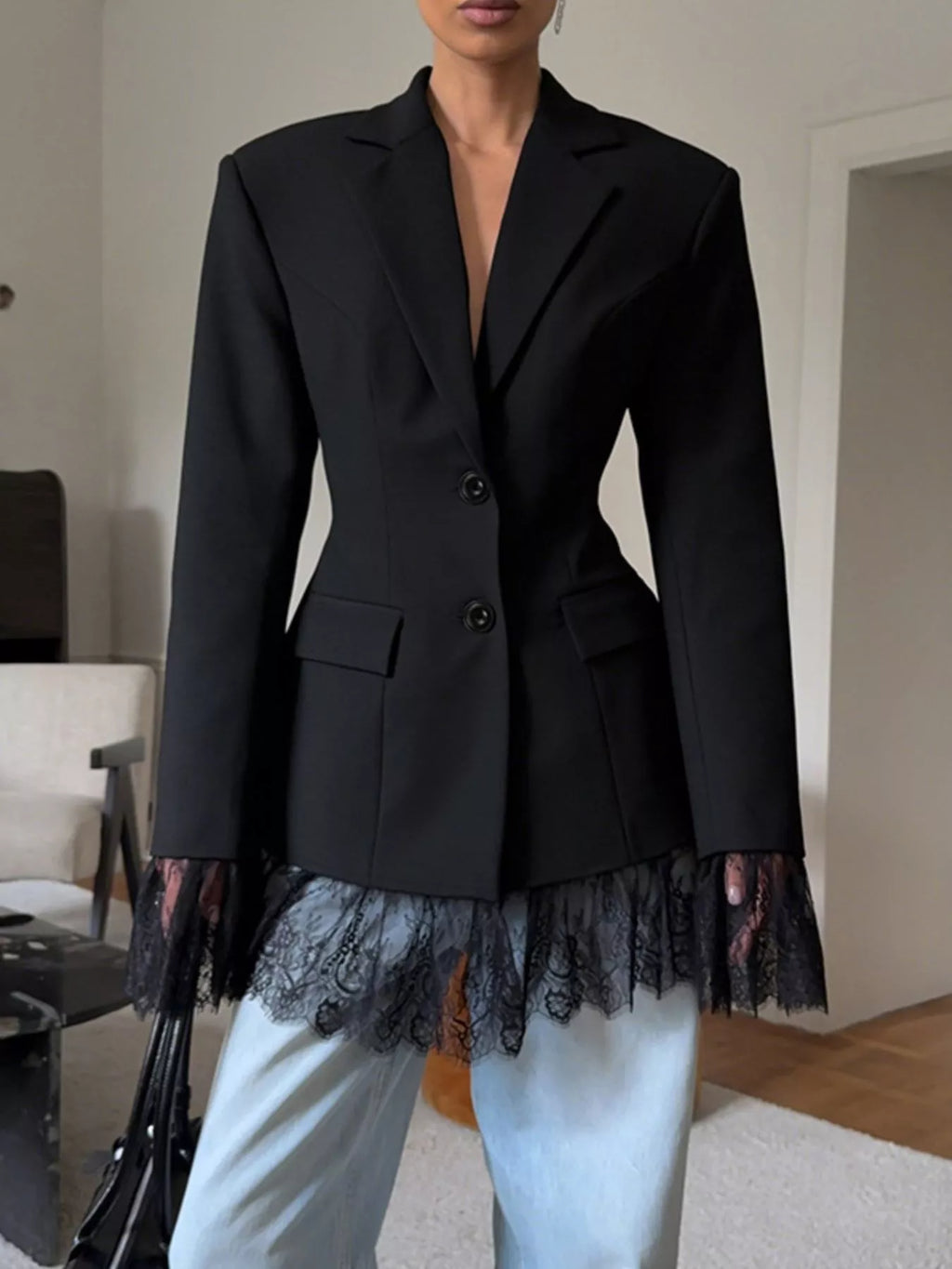 Lace Hem Button Down Blazer (6)