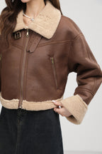 Stand Collar Fur Integrated Lamb Short Coat photo 9