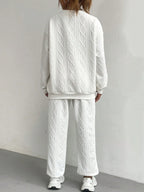 Texture Round Neck Top Pants Set (2)