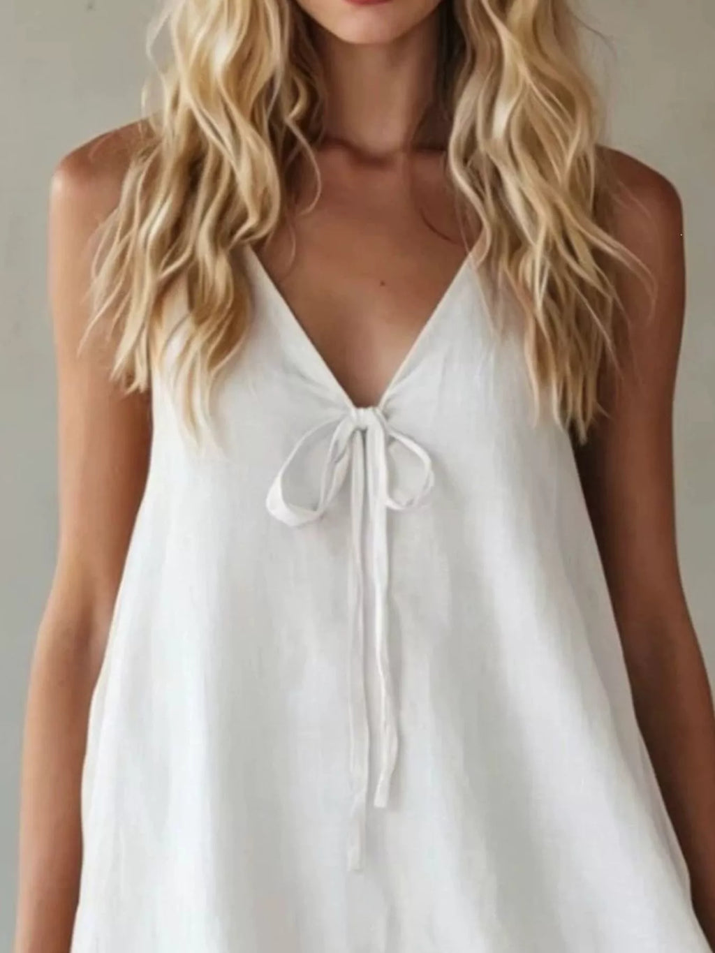 V-neck Tie Front Ruffle Hem Mini Dress (7)