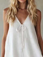 V-neck Tie Front Ruffle Hem Mini Dress (7)
