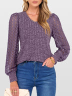 Lace Sleeve V-neck T-shirt (4)