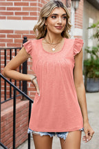 Ruffled Ruched Round Neck Tank (13)