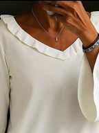 Full Size Ruffled V-neck Long Sleeve Blouse Plus (2)