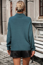 Turtle Neck Tassel Front Long Sleeve Pullover Sweater (2)