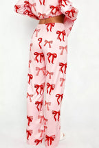 Bow Print Top Wide Leg Pants Lounge Set (10)