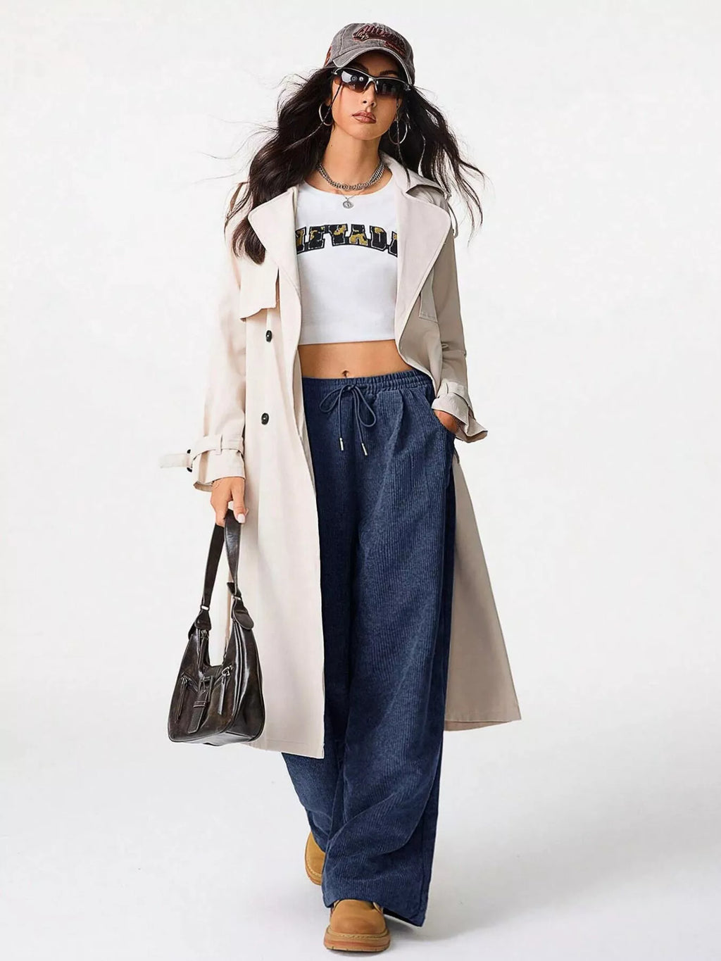 Relaxed Fit Corduroy Pants Drawstring (16)
