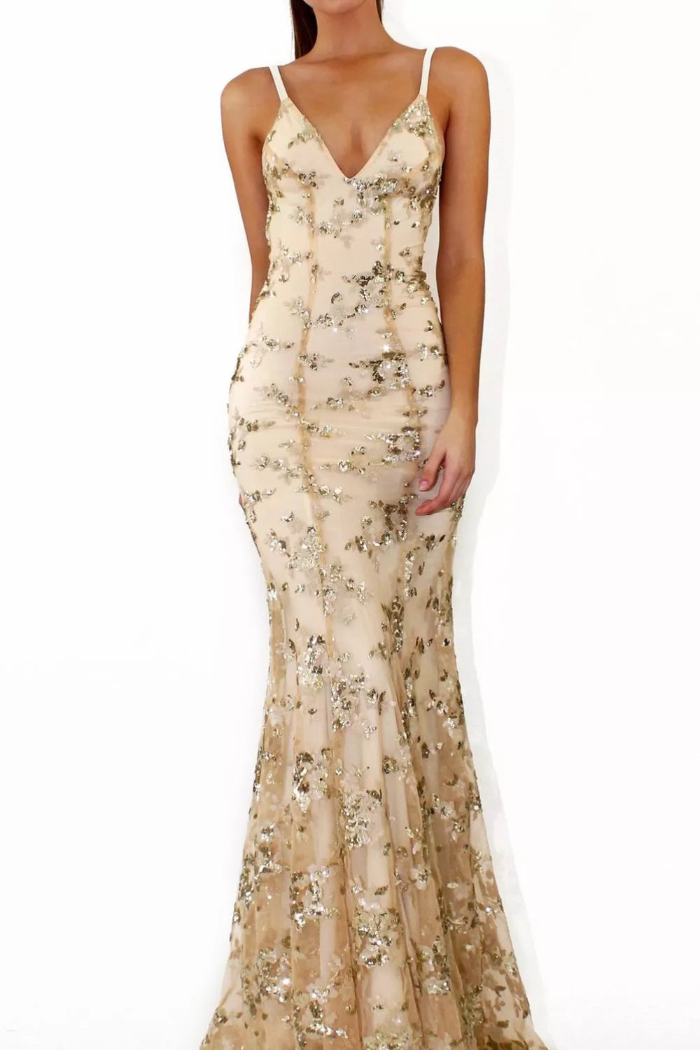 Full Size Sequin Tie Back V-neck Maxi Dress Plus (24)