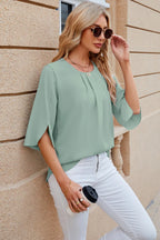 Round Neck Slit Half Sleeve Top (7)