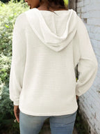 Full Size Button Detail Waffle Knit Hoodie Plus (2)