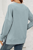 Round Neck Dropped Shoulder Slit Sweatshirt (9)