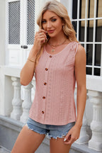 Eyelet Round Neck Wide Strap Tank (19)