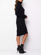 Turtleneck Ribbed Knit Sweater Dress (6)