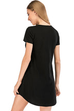Graphic Round Neck Short Sleeve Lounge Dress (12)