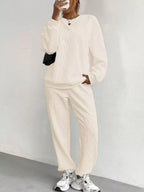 Texture Round Neck Top Pants Set (14)