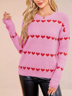 Heart Pattern Dropped Shoulder Sweater (5)