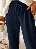 Casual Corduroy Drawstring Waist Pants (5)