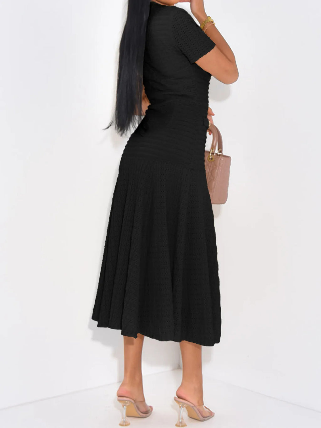 Textured Knit Short Sleeve Dress (3)