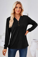 Notched Button Detail Long Sleeve T-shirt (14)