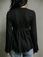 Tie-front Flare Sleeve Blouse (13)