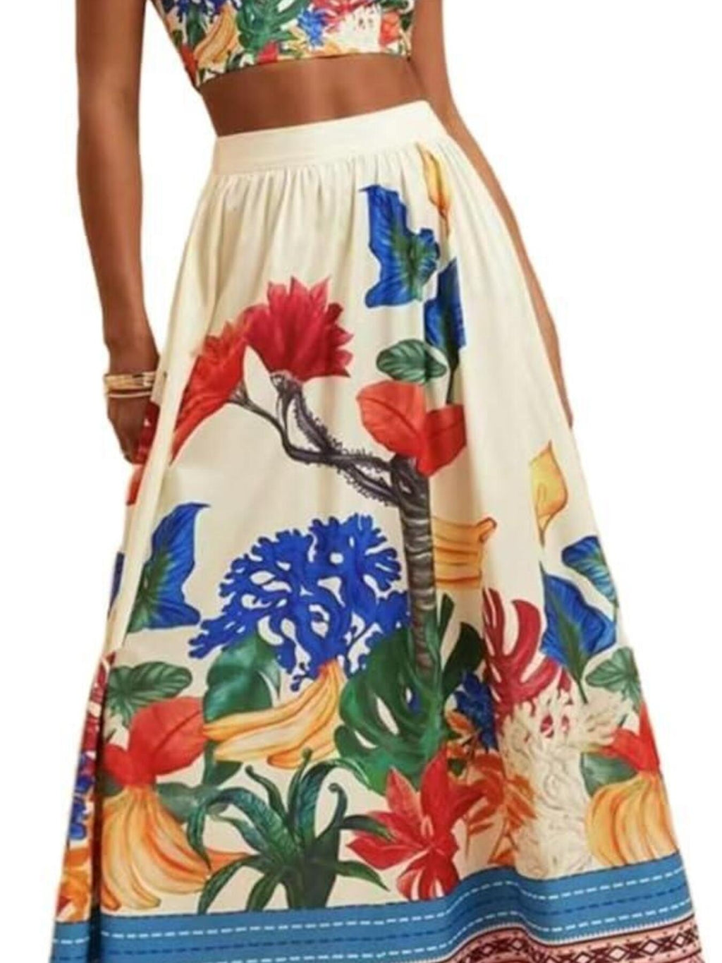 Floral Print Crop Top Skirt Set (7)