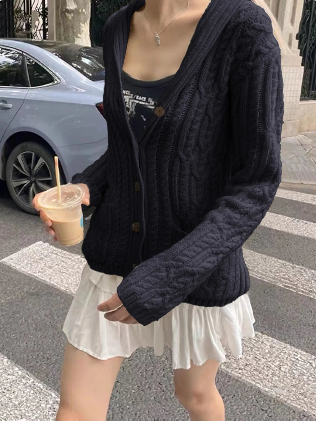Cable Knit Button Up Cardigan (13)