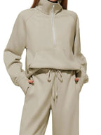 Half Zip Long Sleeve Top Pants Set (9)