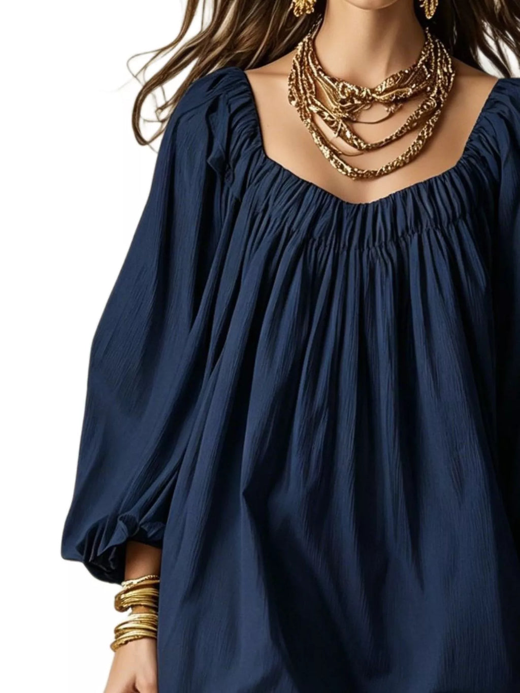 Flowy Balloon Sleeve Mini Dress (8)