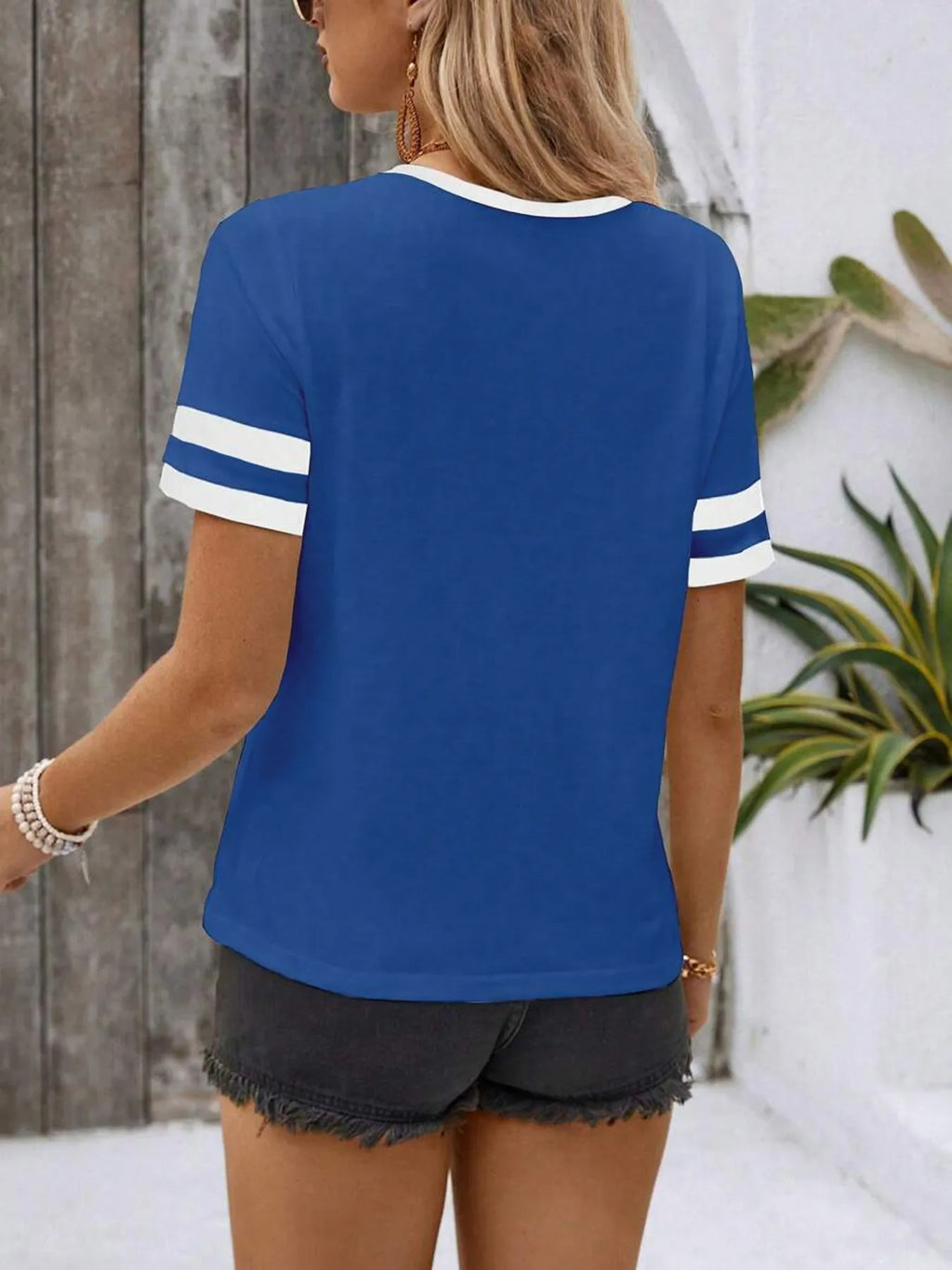 Striped Short Sleeve Half Zip Top (3)