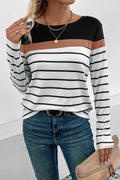 Striped Round Neck Long Sleeve T-shirt