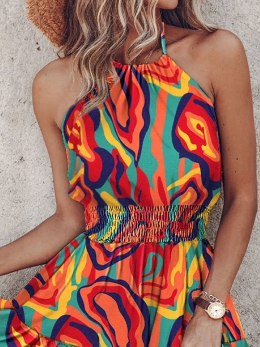 Paisley Print Halter Neck Mini Dress (17)