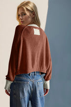 Contrast Button Up Long Sleeve Cardigan (5)