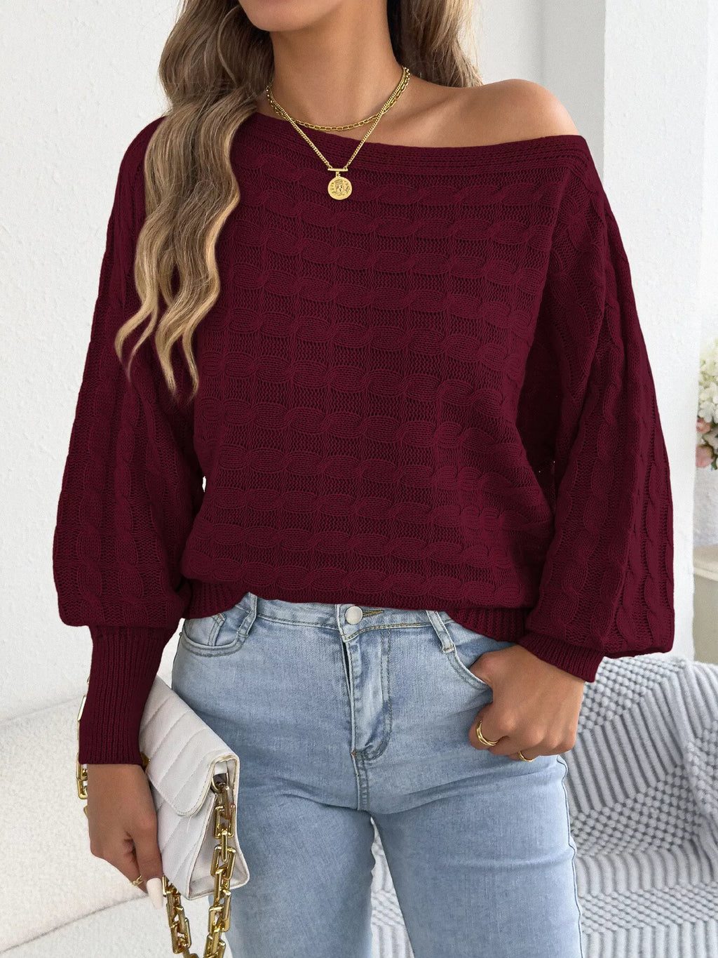 Cable Knit Boat Neck Sweater (17)