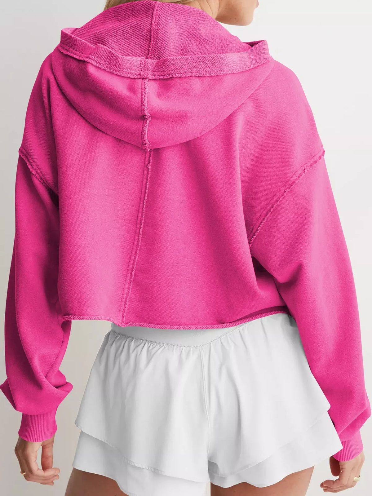 Dropped Shoulder Cropped Hoodie (6)