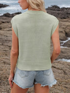 Ribbed Hem V-neck Sweater Vest (15)