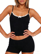 Contrast Trim Cami Shorts Set (13)