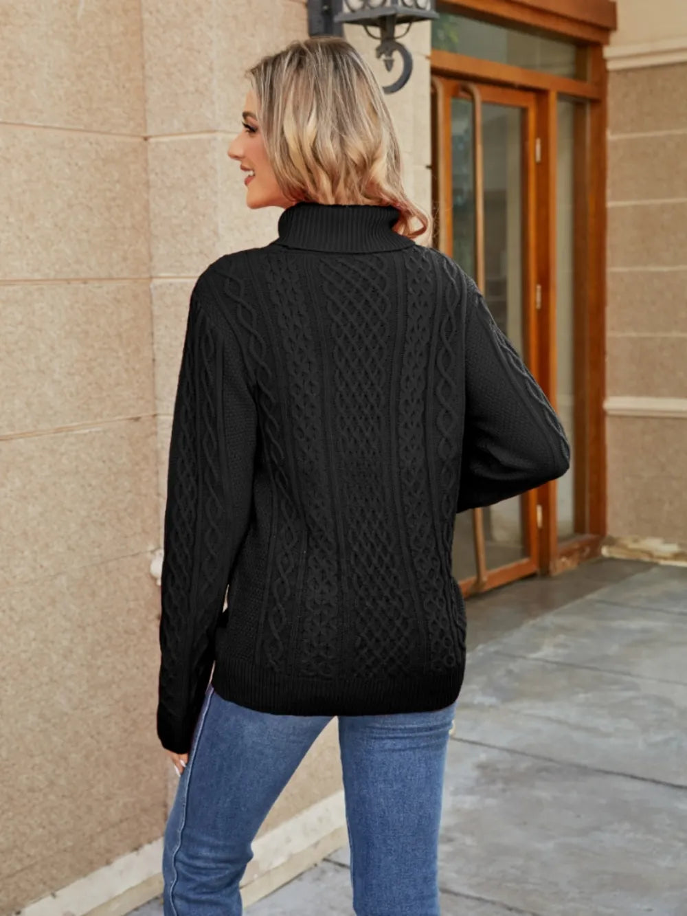 Cable-knit Mock Neck Sweater (18)