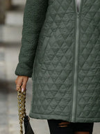 Texture Zip Up Long Sleeve Hooded Coat (14)
