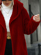 Open Front Ribbed Hooded Coat (5)