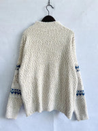 Geometric Mock Neck Dropped Shoulder Sweater (4)