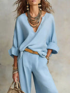 Full Size Loose Fit Top Wide-leg Pants Set Plus (8)