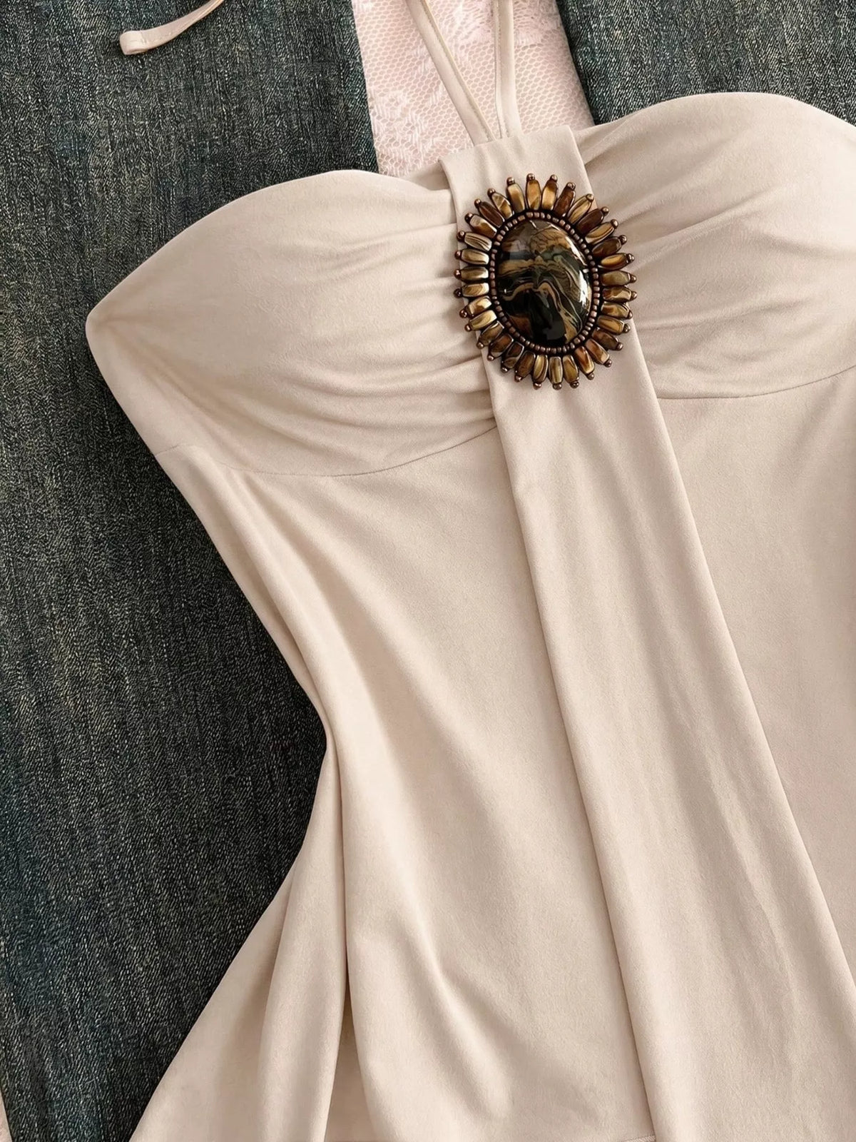 Embellished Front Halter Neck Cami (2)