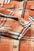 Plaid Button Up Long Sleeve Hooded Jacket (5)